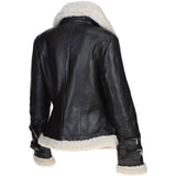 Ladies Sheepskin Aviator Jacket with Faux Fur Lining Brown: 2419