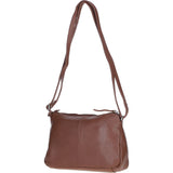 Compact Zip-Closure Leather Crossbody Bag Cognac: Belfast