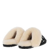 Women's Classic  Suede Sheepskin Slippers Black/Silver: FEN-LADIES SLIPPERS