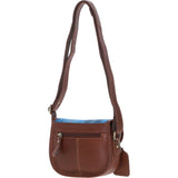 Ashwood Leather & Harris Tweed® Cloth Saddle Bag Tan/LT Blue: TW-26-05-TB