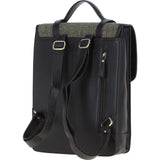 Ashwood Leather & Harris Tweed® Cloth Large Backpack with Twist Lock Brown/Green: TW-38-09-BG