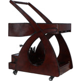 Exquisite Ashwood Leather Bar Trolley with Full Accessories Set Chestnut: LF-192