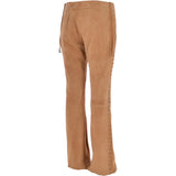 Women's Flared 60's Suede Leather Jeans  Beige suede: 35857