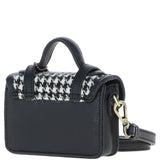 Ashwood Leather & Harris Tweed® Cloth Micro Satchel Bag with Twist Lock Black/White:TW-36-12-BW