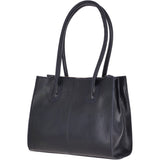 Vegetable Tanned Leather Two Section With Mid Purse Bag Navy : V-26
