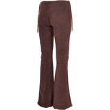 Women's Flared 60's Suede Leather Jeans Brown Suede: 35857