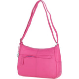 Leather Shoulder Bag with Zip & Magnetic Pocket Hot Pink: Meath