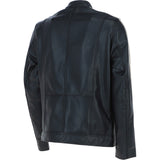Men's Real Leather Biker Jacket with Cream Contrast stripes Black: AWM-552
