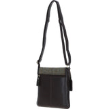 Ashwood Leather & Harris Tweed® Cloth Twist Lock Crossbody Bag Brown/Green: TW-31-09-BG