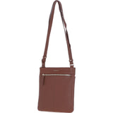 Genuine Leather Crossbody x Shoulder Bag with Golden Accents Cognac: 64239