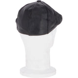 Men's Small Fitting 8 Panel Leather Flat Cap Black: CAP 00