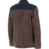 Ashwood Leather x Harris Tweed Men's Buff Lamb Leather Jacket with Corduroy Collar Brown/Navy: TW-903-011-BN