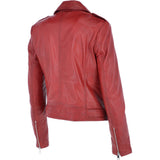 Twin Zip Fastening Leather Jacket Red: ESTIMO