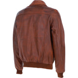 Men's Real Leather Bomber Jacket with Brando Collar Tan: AWM-Pointer