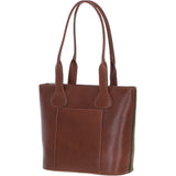 Ashwood Leather & Tweed Genuine Leather Shoulder Bag Tan/Green Check: TW-23-010-TGNH