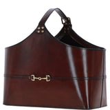 Ashwood Leather's Premium Handcrafted Leather Magazine Holder with Brass Detailing Chestnut: LF-161