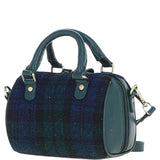 Ashwood Leather & Harris Tweed® Cloth Small Barrel Bag Green/Watch: TW-61-18-GW