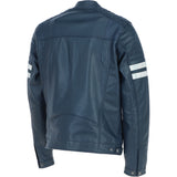 Men's Real Leather Biker Jacket With Stitch Detailings Navy: AWM-NOVA2