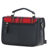 Ashwood Leather & Harris Tweed® Cloth Satchel Bag Black/Red: TW-68-14-BR