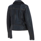 Women’s Genuine Leather Slim Fit Biker Jacket Black Ruboff: Caro