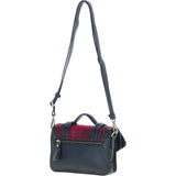 Ashwood Leather & Harris Tweed® Cloth Small Satchel Bag with Twist Lock Navy/Pink: TW-33-06-NP