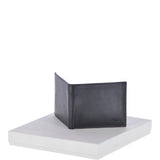 Vegetable Tanned Leather Classic 8 Card Bill Fold  Wallet Black : 1211-VT