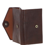 Women's Vintage Wash 12 Card Leather  Purse Brandy : G-42