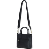 Ashwood Leather & Harris Tweed® Cloth Handbag with Removable Crossbody Strap Black/White: TW-21-012-BW