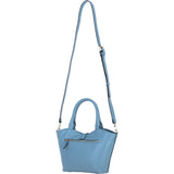Leather Shoulder Bag with Detachable Crossbody Strap Denim: 64739
