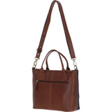 Versatile Ashwood Leather & Harris Tweed® Cloth Shoulder Bag Tan/Navy: TW-22-011-TN