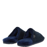 Fenland Classic Mens Suede Sheepskin Slippers Navy/navy