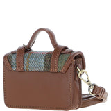 Ashwood Leather & Harris Tweed® Cloth Micro Satchel Bag with Twist Lock Tan/McLoad:TW-36-02-TM