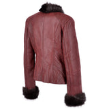 Short Toscana Biker Style Sheepskin Jacket Bordeaux: 8114