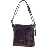 Ashwood Leather Croc-embossed Crossbody X Shoulder Bag for Woman Purple: 79651