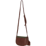 Ashwood Leather & Tweed Saddle Crossbody Bag with Twist Lock Tan/Green Check: TW-30-010-TGNH