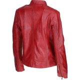 Leather Biker Jacket Wash/red: G 2131