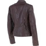 Leather Biker Style Jacket Bordeaux : Awl-1201