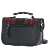 Ashwood Leather & Harris Tweed® Cloth Small Satchel Bag Black/Green/Red: TW-67-07-BR