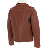 Ashwood Men’s Real Leather Puffer Jacket in Regular Fit with Faux Fur Collar Tan: AWM-Puffer