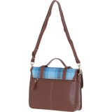 Ashwood Leather & Harris Tweed® Cloth Large Satchel Bag with Twist Lock Tan/TL Blue: TW-35-05-TB