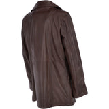 Womens Single Breasted Leather Coat Mid Brown/app: ESMARALDA