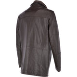 Mens Leather Coat With Detachable Collar Brown : Carl