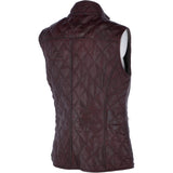 Diamond Quilted Leather Gilet Burgundy: RIGDEN GILLET