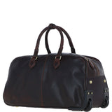 Luxurious Leather Wheeled Duffle Bag Brown: pl-50