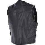 Men's Leather  Laced Waistcoat Black: W/COAT LACE PLAIN