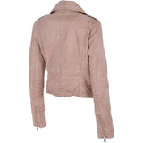 Short Leather Biker Jacket Stone: 6617