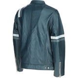 Men's Ashwood Leather Casual Jacket with Contrast Stripes Navy: AWM-260