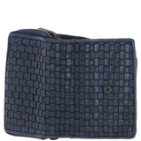 Vintage Woven Leather 7 Card Purse Navy:  D-82