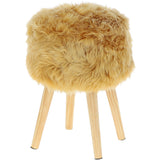 New Zealand Sheepskin Stool Ochre: SHORT SHEEPSKIN STOOL