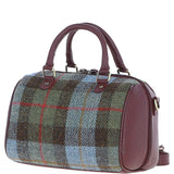Ashwood Leather & Harris Tweed® Cloth Medium Barrel Bag Wine/Mcload: TW-62-17-WM